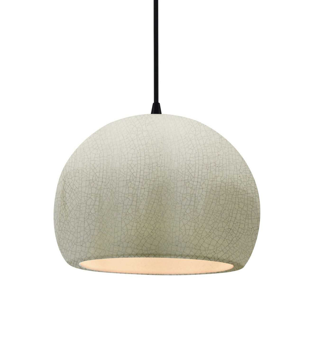 Radiance One Light Pendant in White Crackle Justice Designs