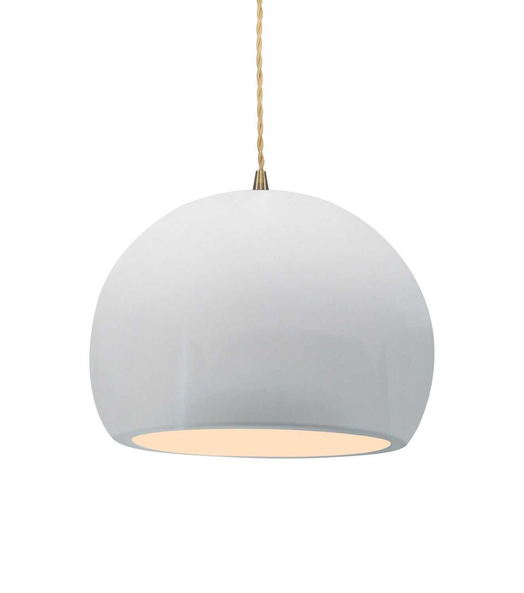Radiance One Light Pendant in Gloss White (outside and inside of fixture) Justice Designs