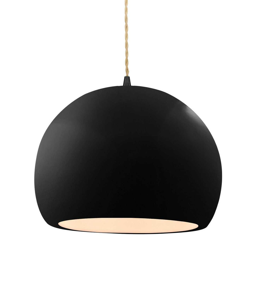 Radiance One Light Pendant in Gloss Black w/ Matte White Justice Designs