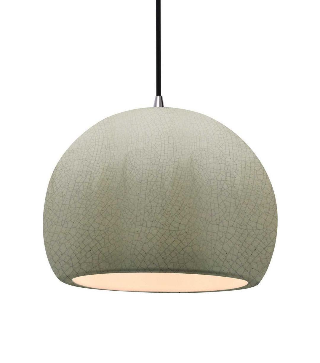 Radiance One Light Pendant in Celadon Green Crackle Justice Designs