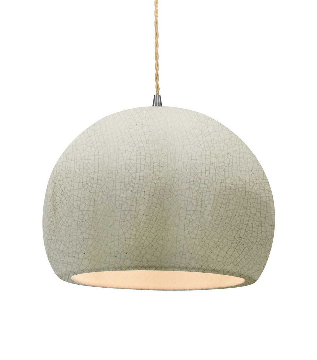 Radiance One Light Pendant in White Crackle Justice Designs