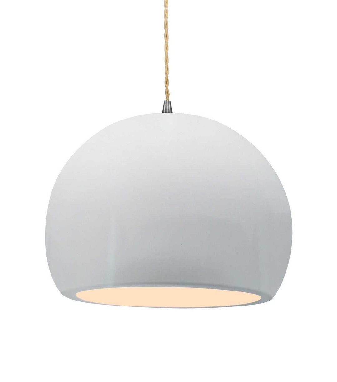 Radiance One Light Pendant in Gloss White Justice Designs