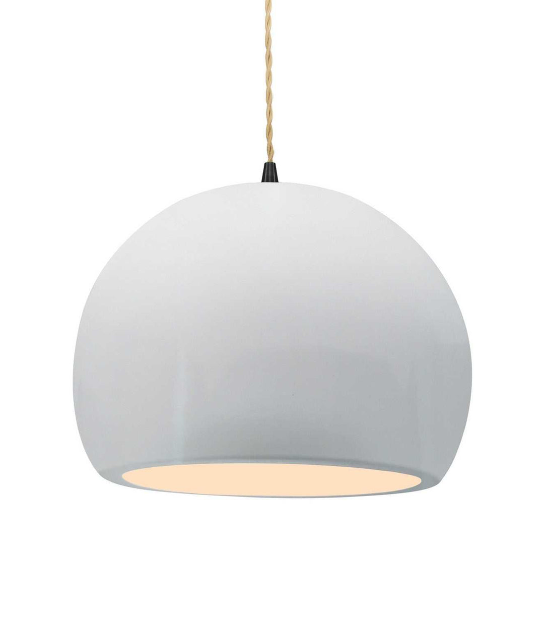 Radiance One Light Pendant in Gloss White (outside and inside of fixture) Justice Designs
