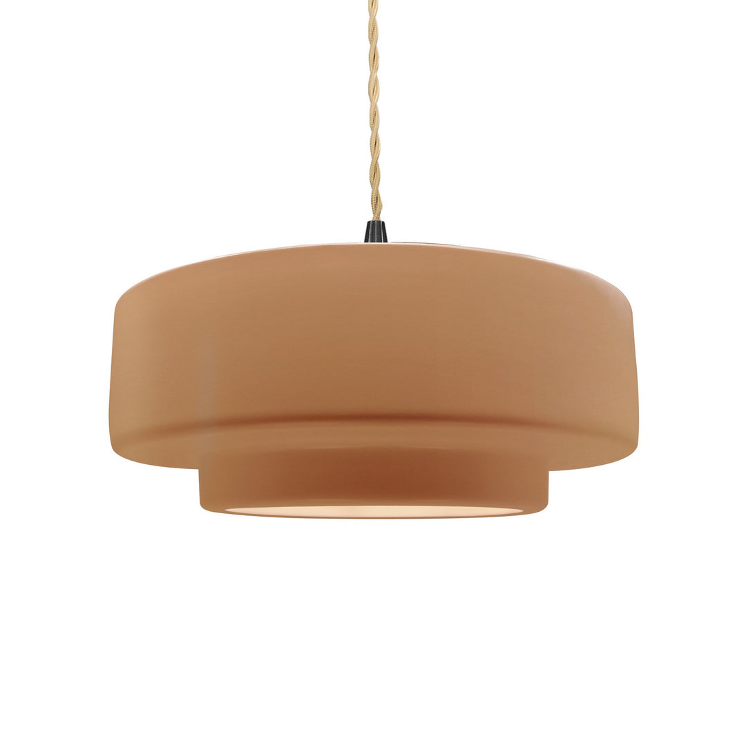 Justice Designs - CER-6543-ADOB-MBLK-BEIG-TWST - One Light Pendant - Radiance - Adobe