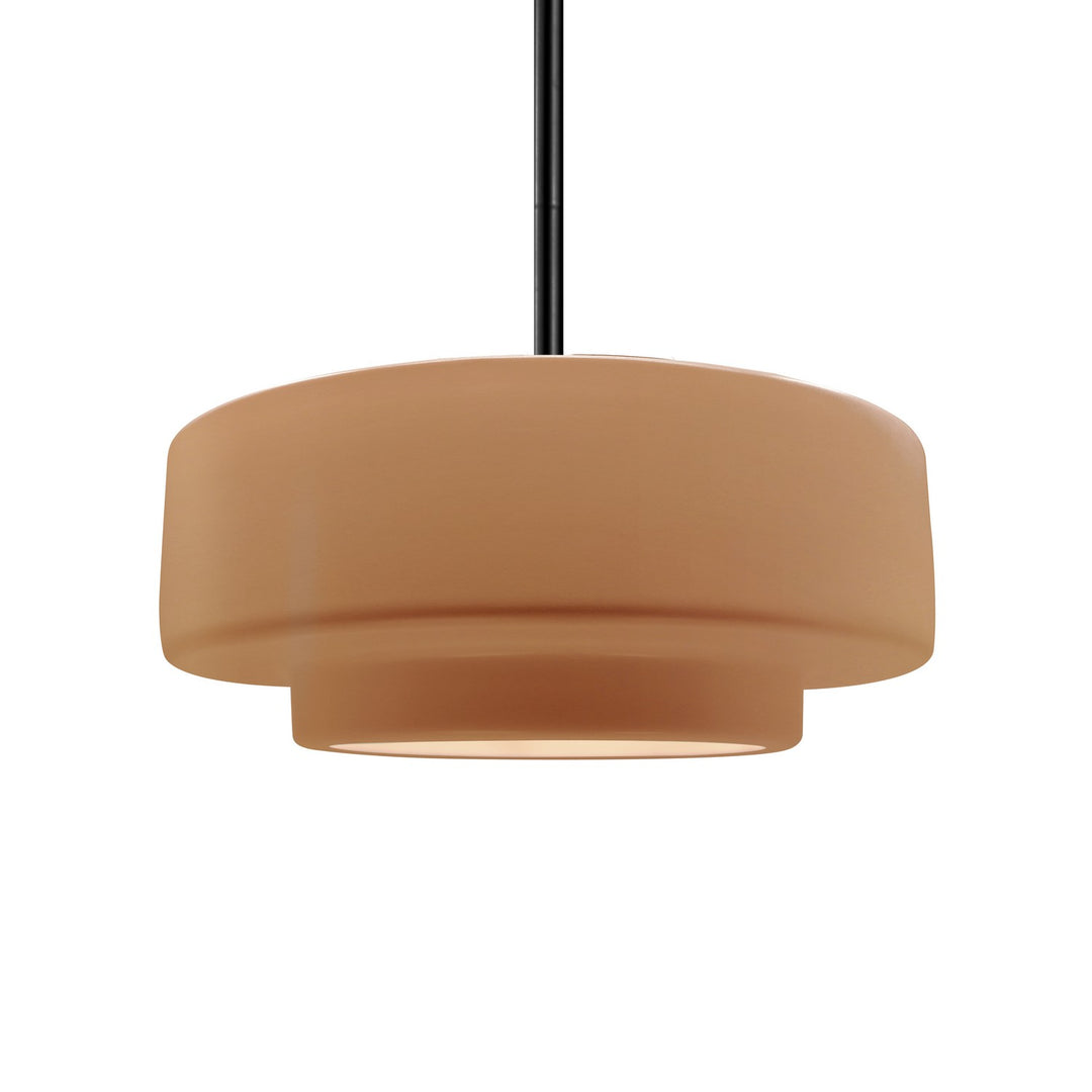 Justice Designs - CER-6543-ADOB-MBLK-RIGID - One Light Pendant - Radiance - Adobe
