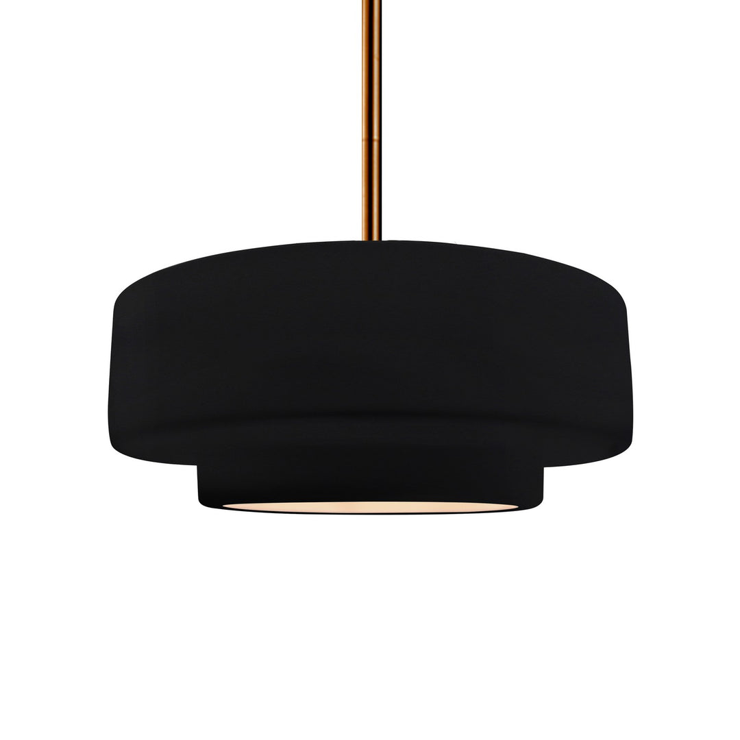 Justice Designs - CER-6543-BLK-BRSS-RIGID - One Light Pendant - Radiance - Gloss Black
