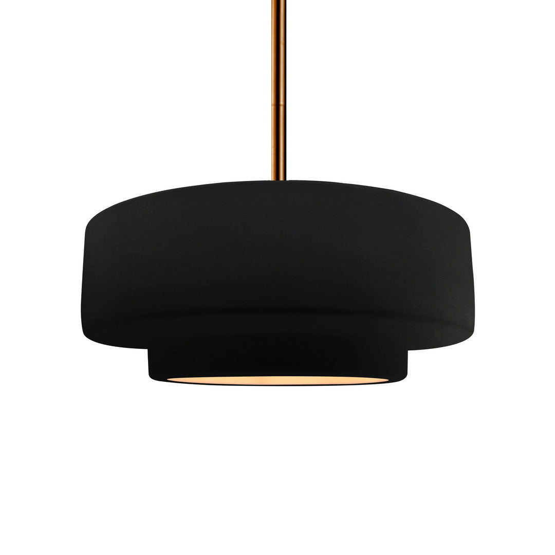 Justice Designs - CER-6543-CBGD-BRSS-RIGID - One Light Pendant - Radiance - Carbon Matte Black w/ Champagne Gold