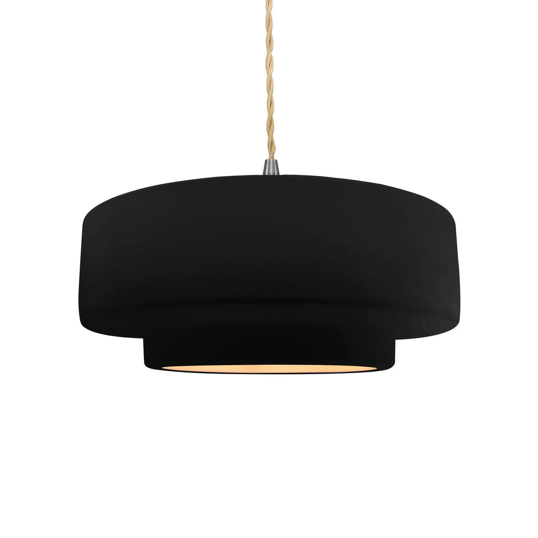 Justice Designs - CER-6543-CBGD-NCKL-BEIG-TWST - One Light Pendant - Radiance - Carbon Matte Black w/ Champagne Gold