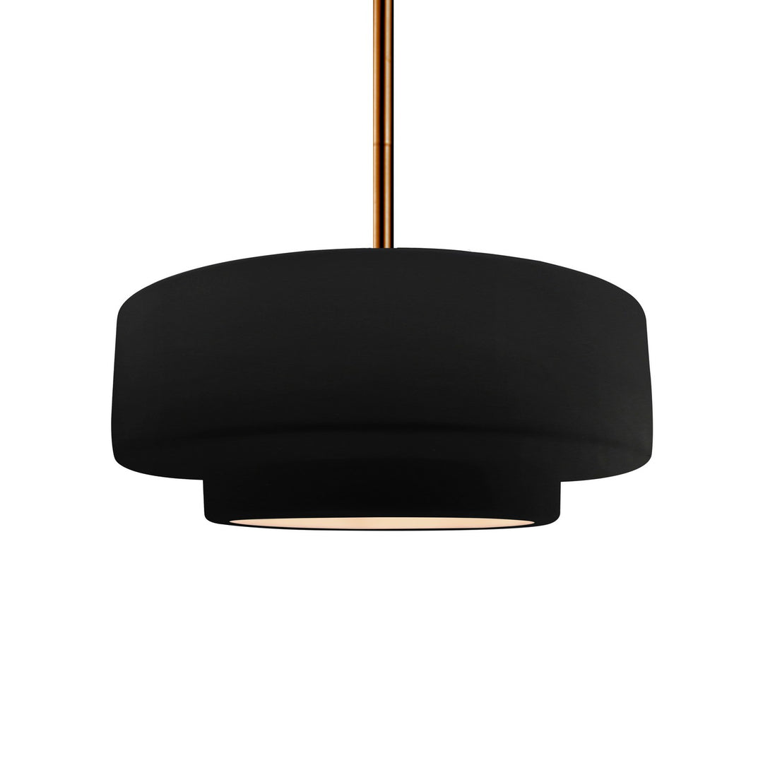Justice Designs - CER-6543-CRB-BRSS-RIGID - One Light Pendant - Radiance - Carbon - Matte Black