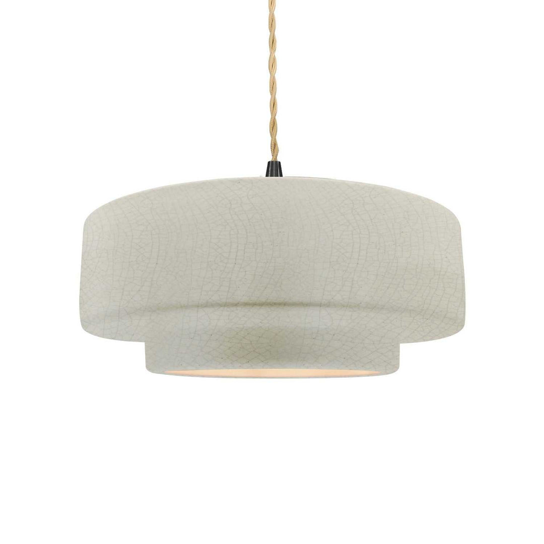 Radiance One Light Pendant in White Crackle Justice Designs