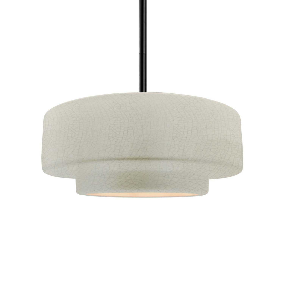 Radiance One Light Pendant in White Crackle Justice Designs