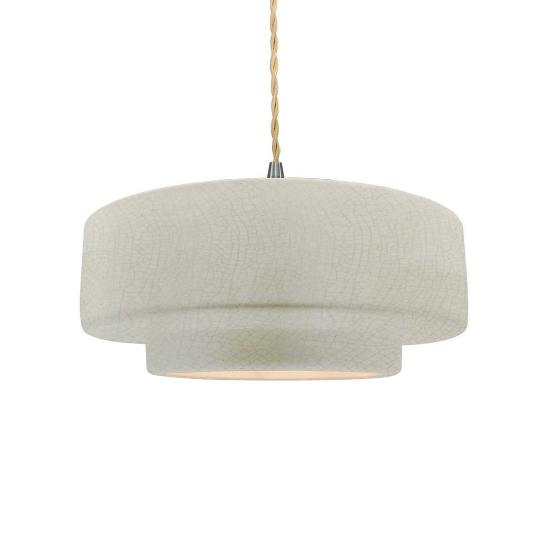 Radiance One Light Pendant in White Crackle Justice Designs