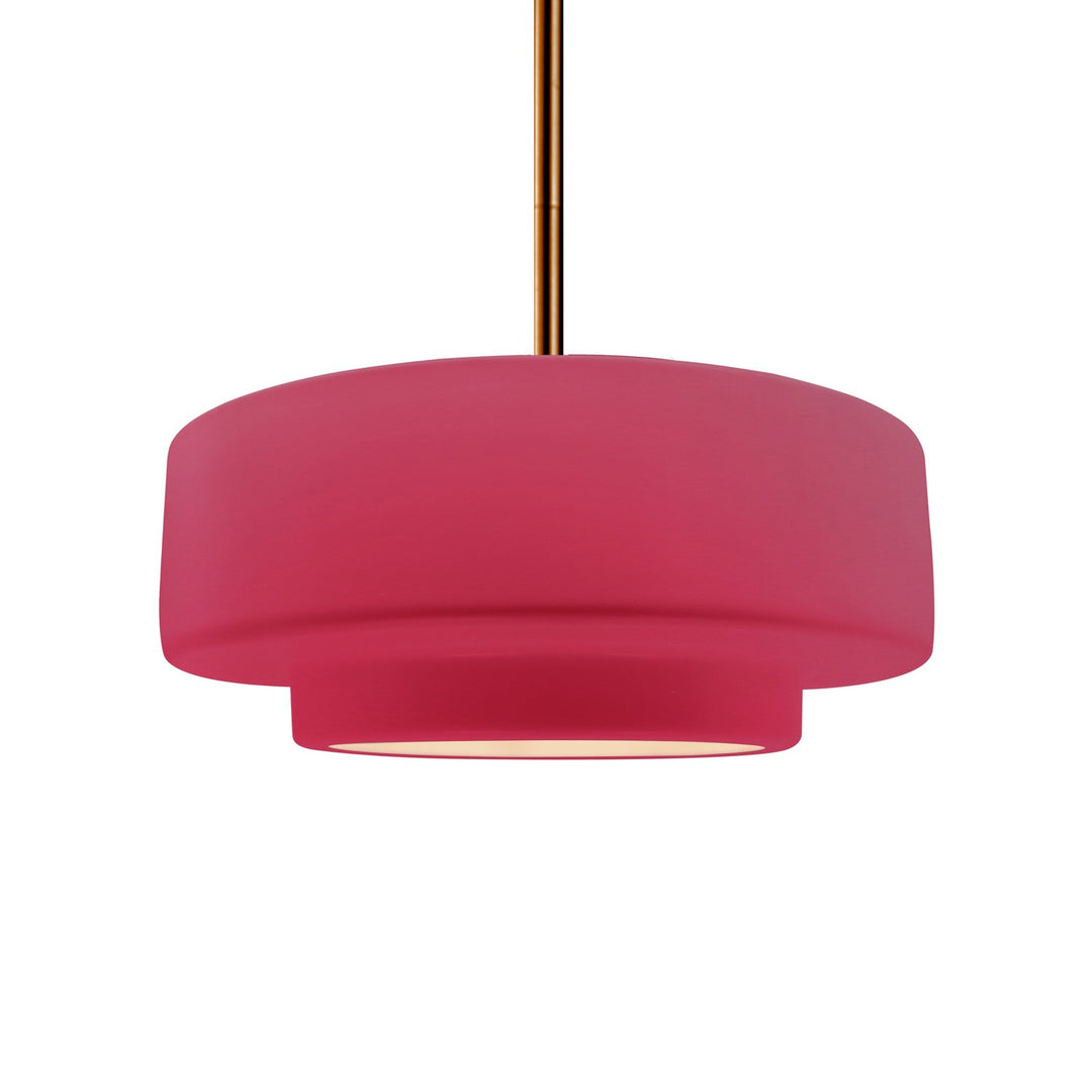Justice Designs - CER-6543-CRSE-BRSS-RIGID - One Light Pendant - Radiance - Cerise