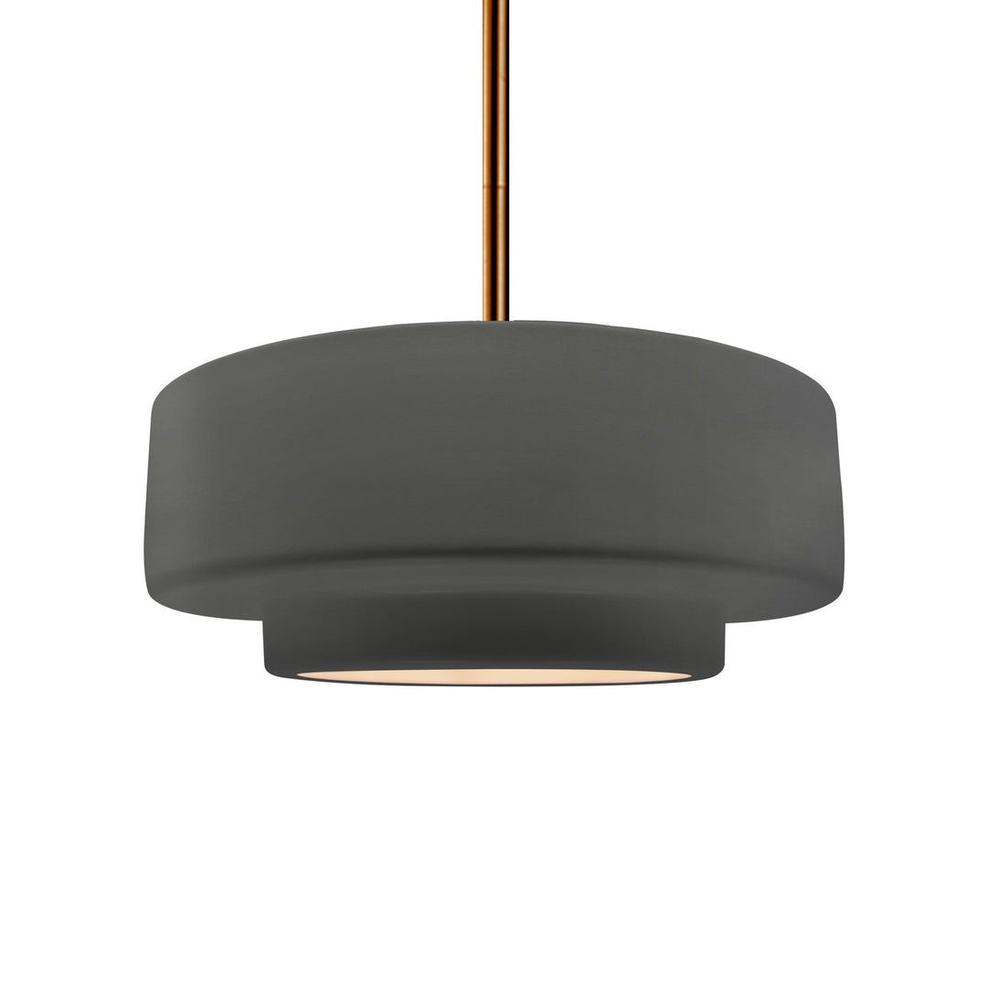Justice Designs - CER-6543-GRY-BRSS-RIGID - One Light Pendant - Radiance - Gloss Grey