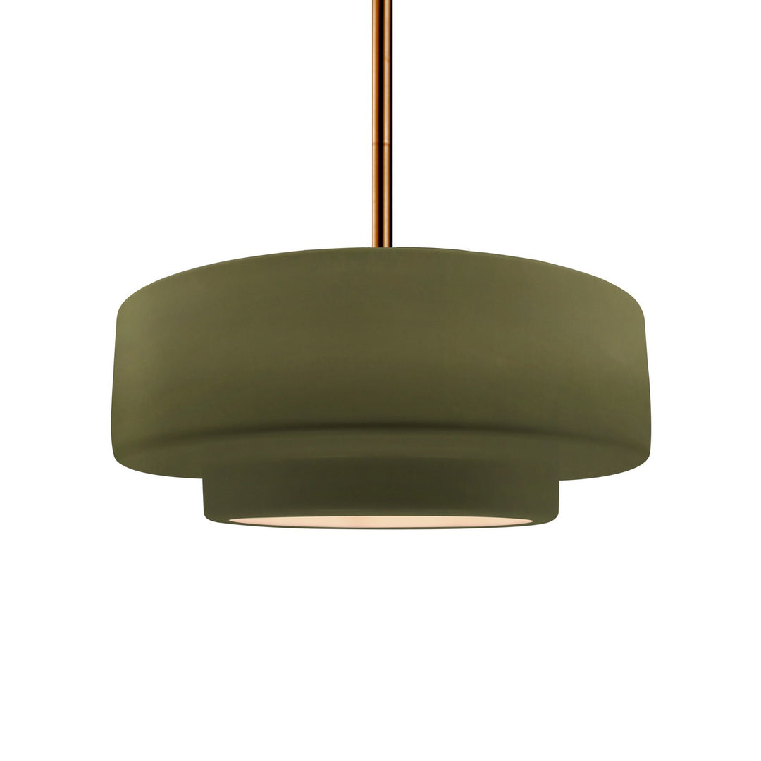 Justice Designs - CER-6543-MGRN-BRSS-RIGID - One Light Pendant - Radiance - Matte Green