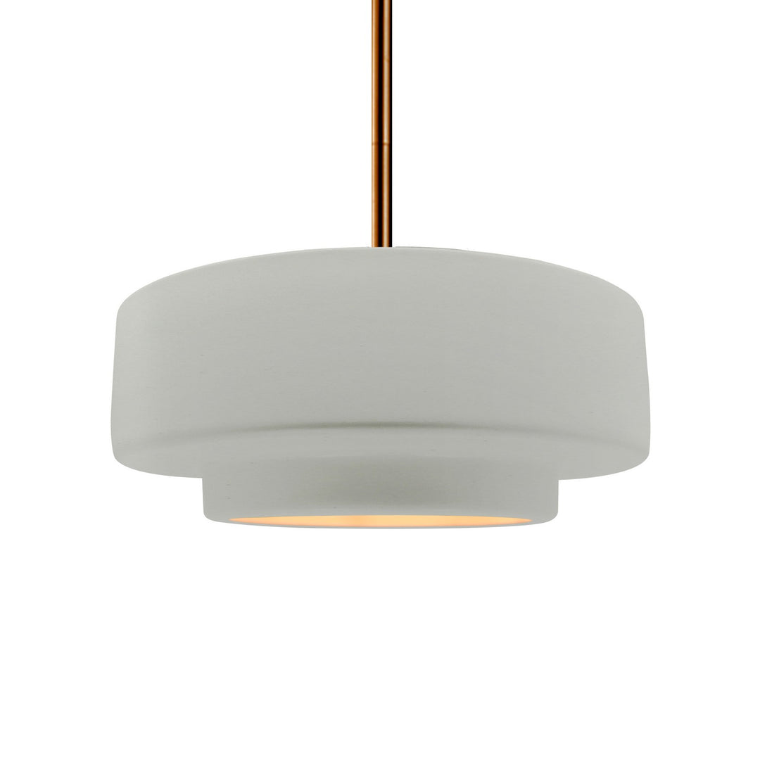 Justice Designs - CER-6543-MTGD-BRSS-RIGID - One Light Pendant - Radiance - Matte White w/ Champagne Gold