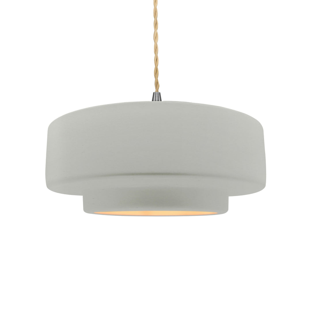 Justice Designs - CER-6543-MTGD-NCKL-BEIG-TWST - One Light Pendant - Radiance - Matte White w/ Champagne Gold
