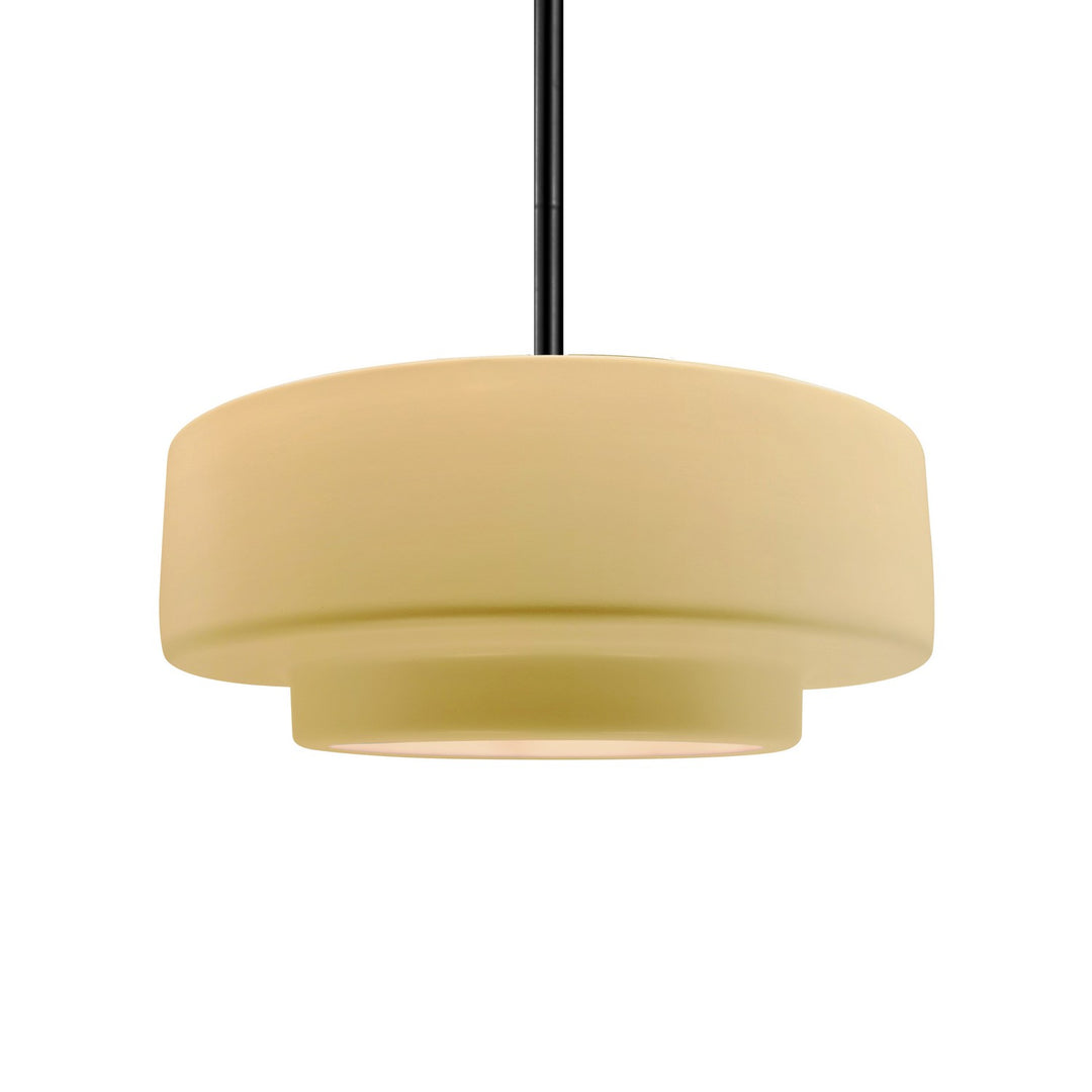 Justice Designs - CER-6543-MYLW-MBLK-RIGID - One Light Pendant - Radiance - Muted Yellow