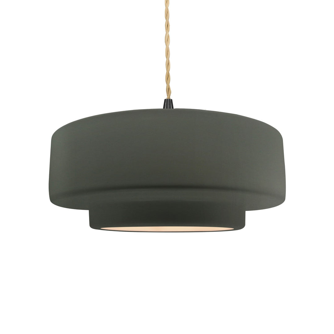 Justice Designs - CER-6543-PWGN-MBLK-BEIG-TWST - One Light Pendant - Radiance - Pewter Green