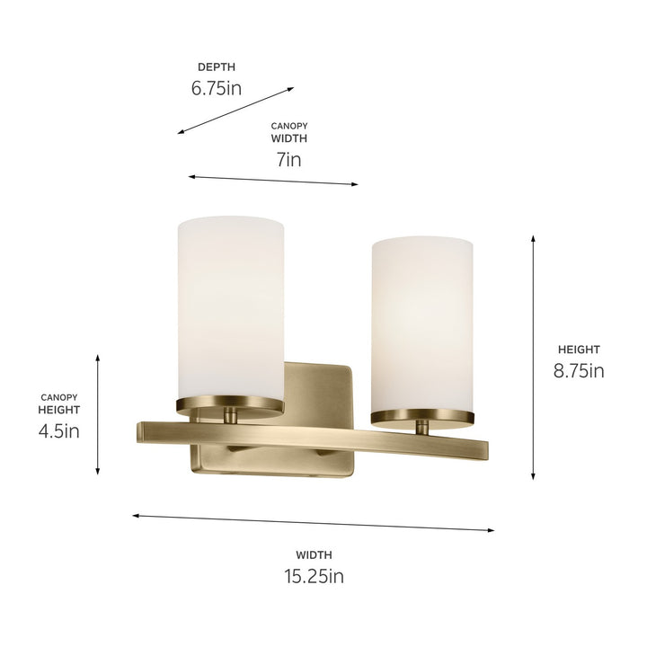 Kichler Canada - 45496NBR - Two Light Bath - Crosby - Natural Brass