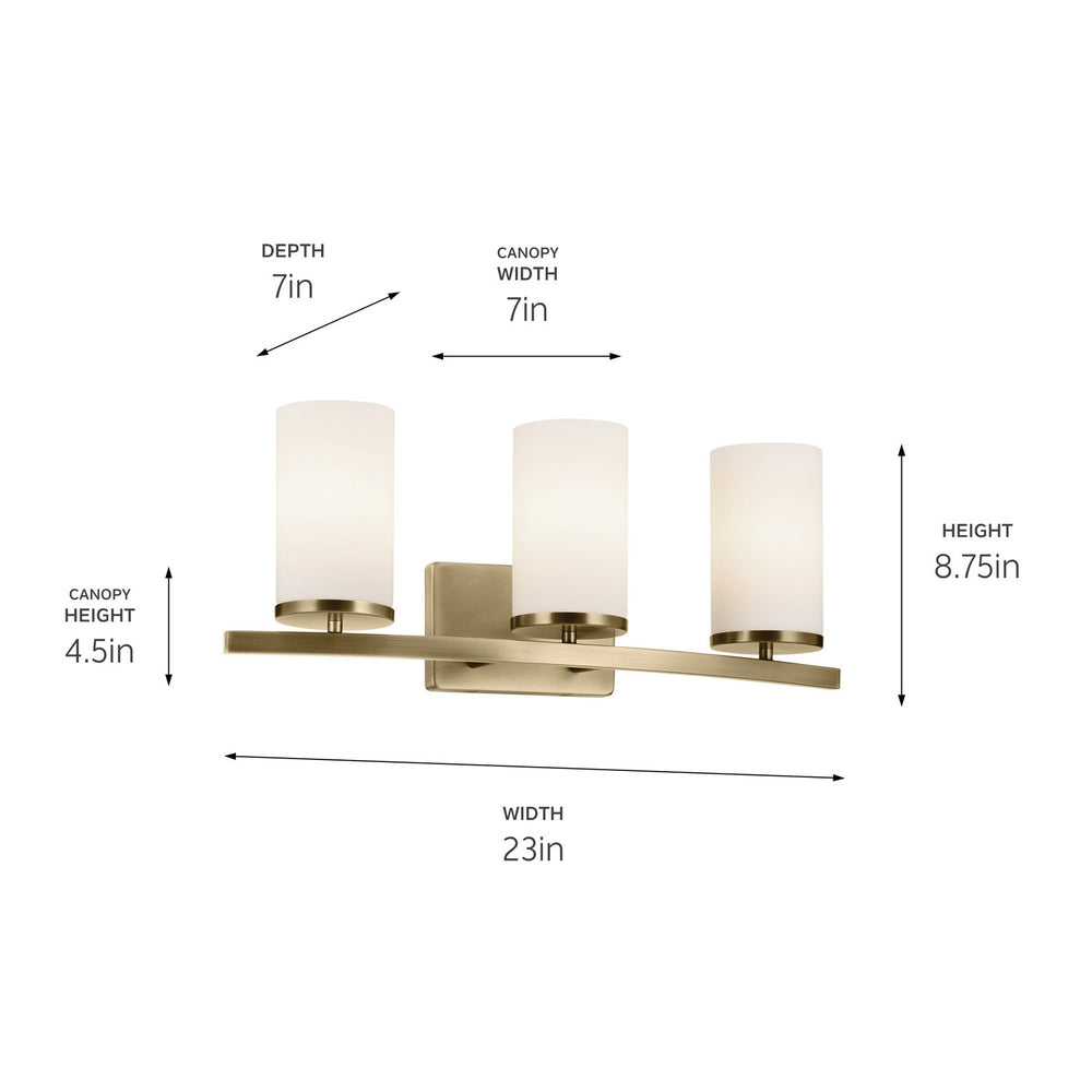 Kichler Canada - 45497NBR - Three Light Bath - Crosby - Natural Brass