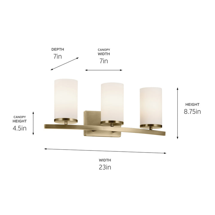 Kichler Canada - 45497NBR - Three Light Bath - Crosby - Natural Brass