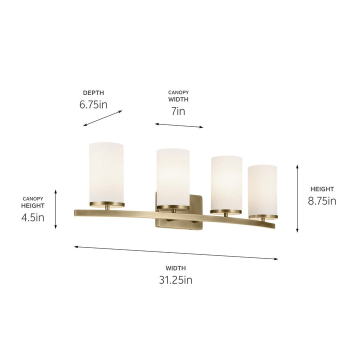 Kichler Canada - 45498NBR - Four Light Bath - Crosby - Natural Brass