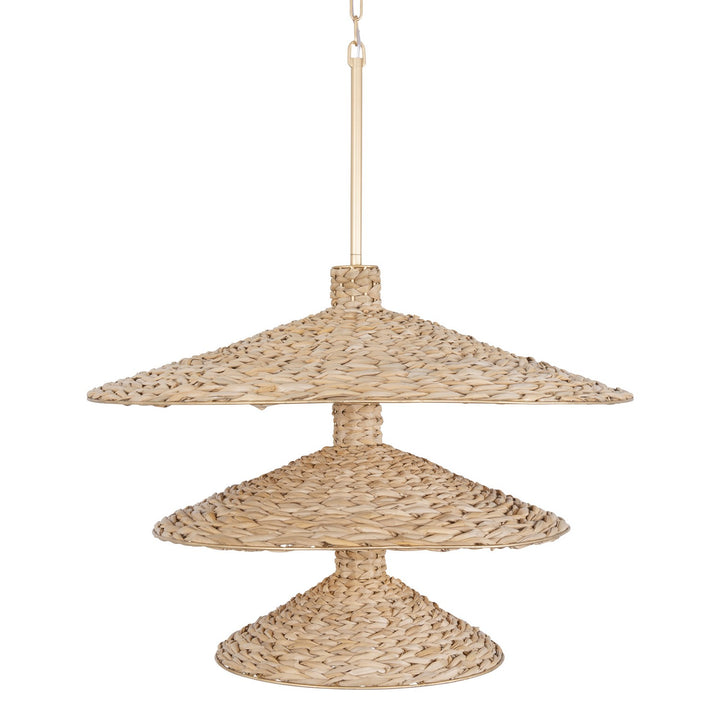 Varaluz - 502P15FGN - 15 Light Pendant - Hilton Head - French Gold/Natural Seagrass