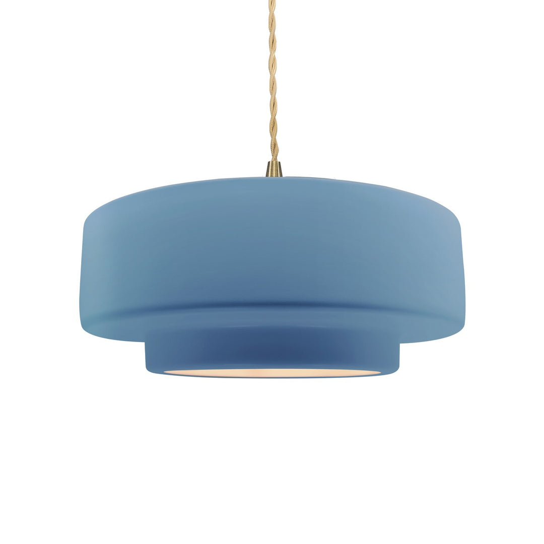 Justice Designs - CER-6543-SKBL-BRSS-BEIG-TWST - One Light Pendant - Radiance - Sky Blue