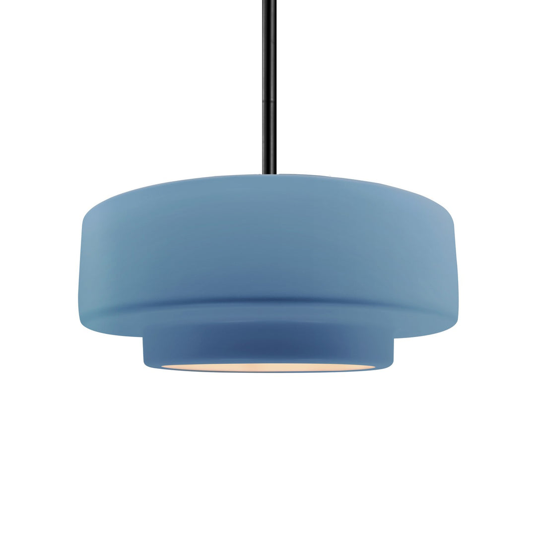 Justice Designs - CER-6543-SKBL-MBLK-RIGID - One Light Pendant - Radiance - Sky Blue