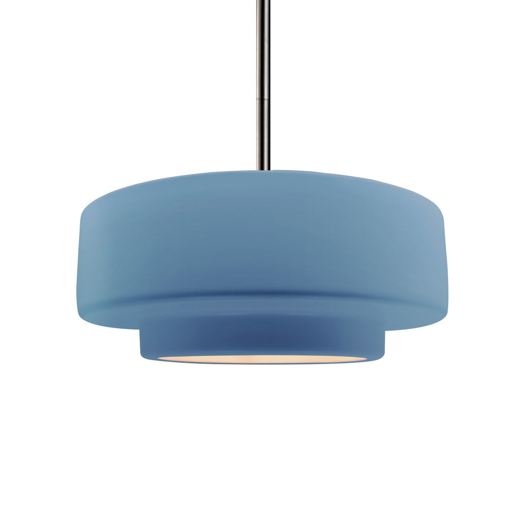Justice Designs - CER-6543-SKBL-NCKL-RIGID - One Light Pendant - Radiance - Sky Blue