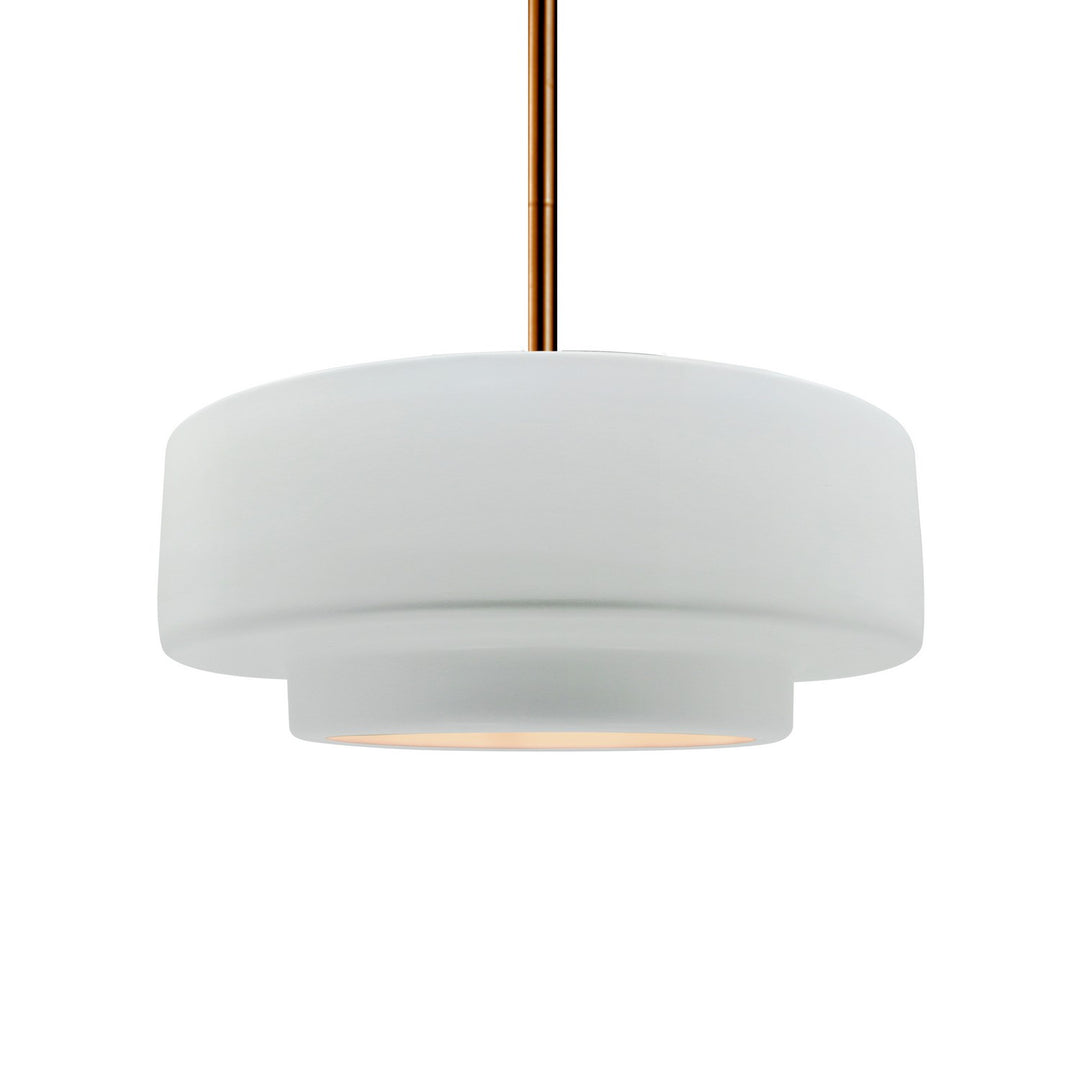Justice Designs - CER-6543-WHT-BRSS-RIGID - One Light Pendant - Radiance - Gloss White