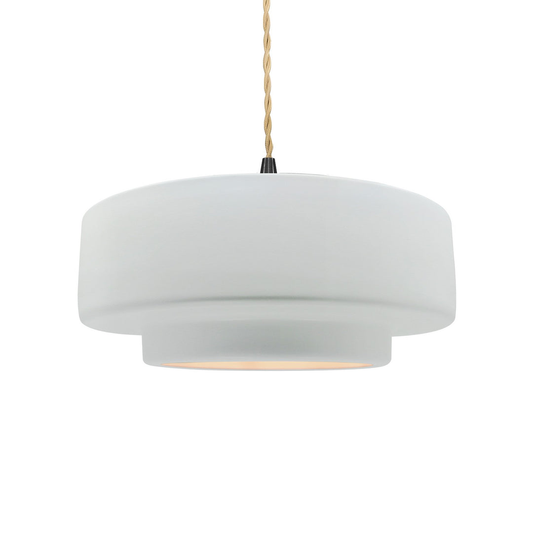 Justice Designs - CER-6543-WHT-MBLK-BEIG-TWST - One Light Pendant - Radiance - Gloss White