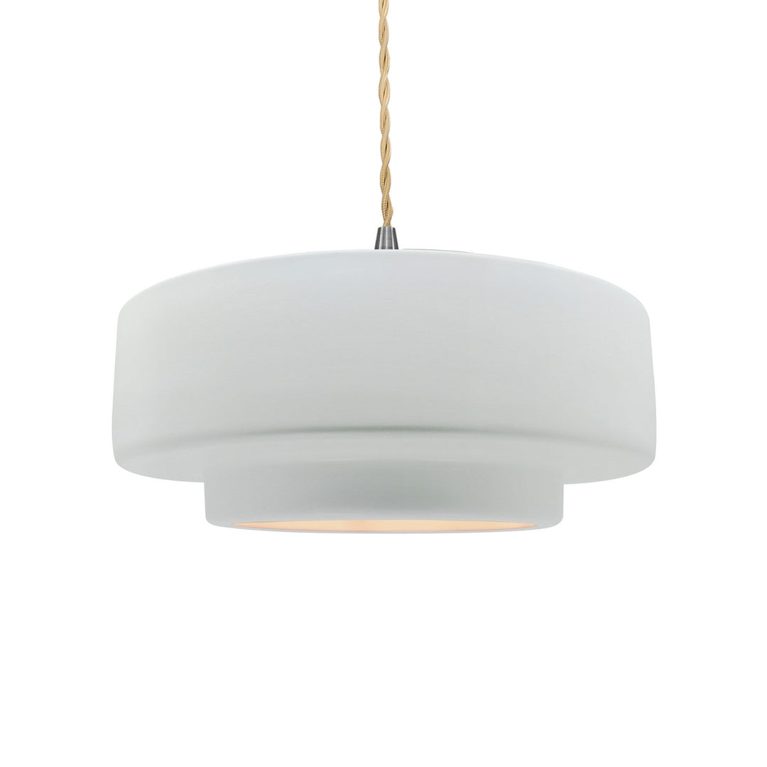Justice Designs - CER-6543-WHT-NCKL-BEIG-TWST - One Light Pendant - Radiance - Gloss White