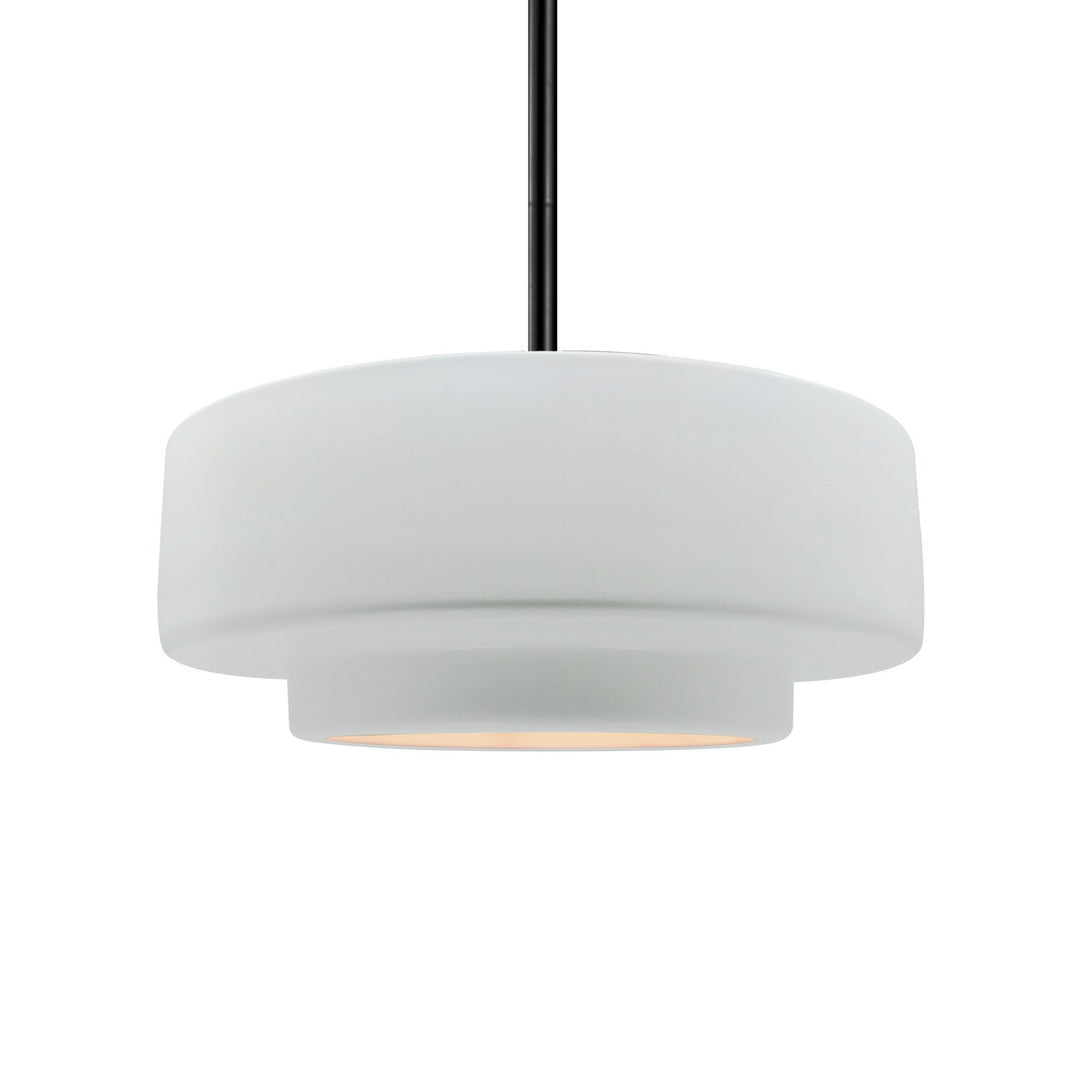 Justice Designs - CER-6543-WTWT-MBLK-RIGID - One Light Pendant - Radiance - Gloss White (outside and inside of fixture)