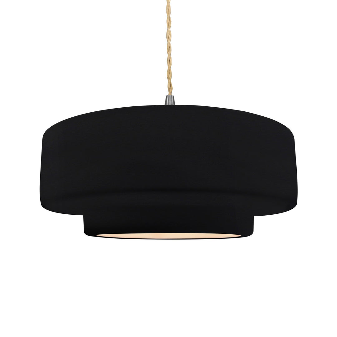 Justice Designs - CER-6545-BKMT-NCKL-BEIG-TWST - One Light Pendant - Radiance - Gloss Black w/ Matte White