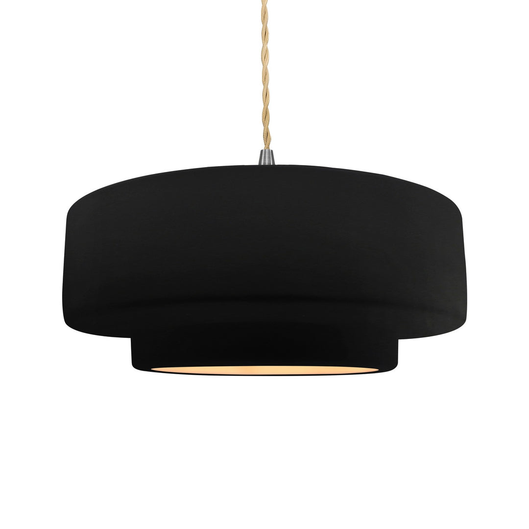 Justice Designs - CER-6545-CBGD-NCKL-BEIG-TWST - One Light Pendant - Radiance - Carbon Matte Black w/ Champagne Gold
