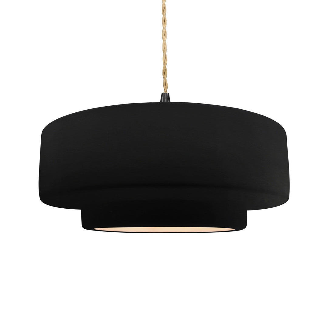 Justice Designs - CER-6545-CRB-MBLK-BEIG-TWST - One Light Pendant - Radiance - Carbon - Matte Black