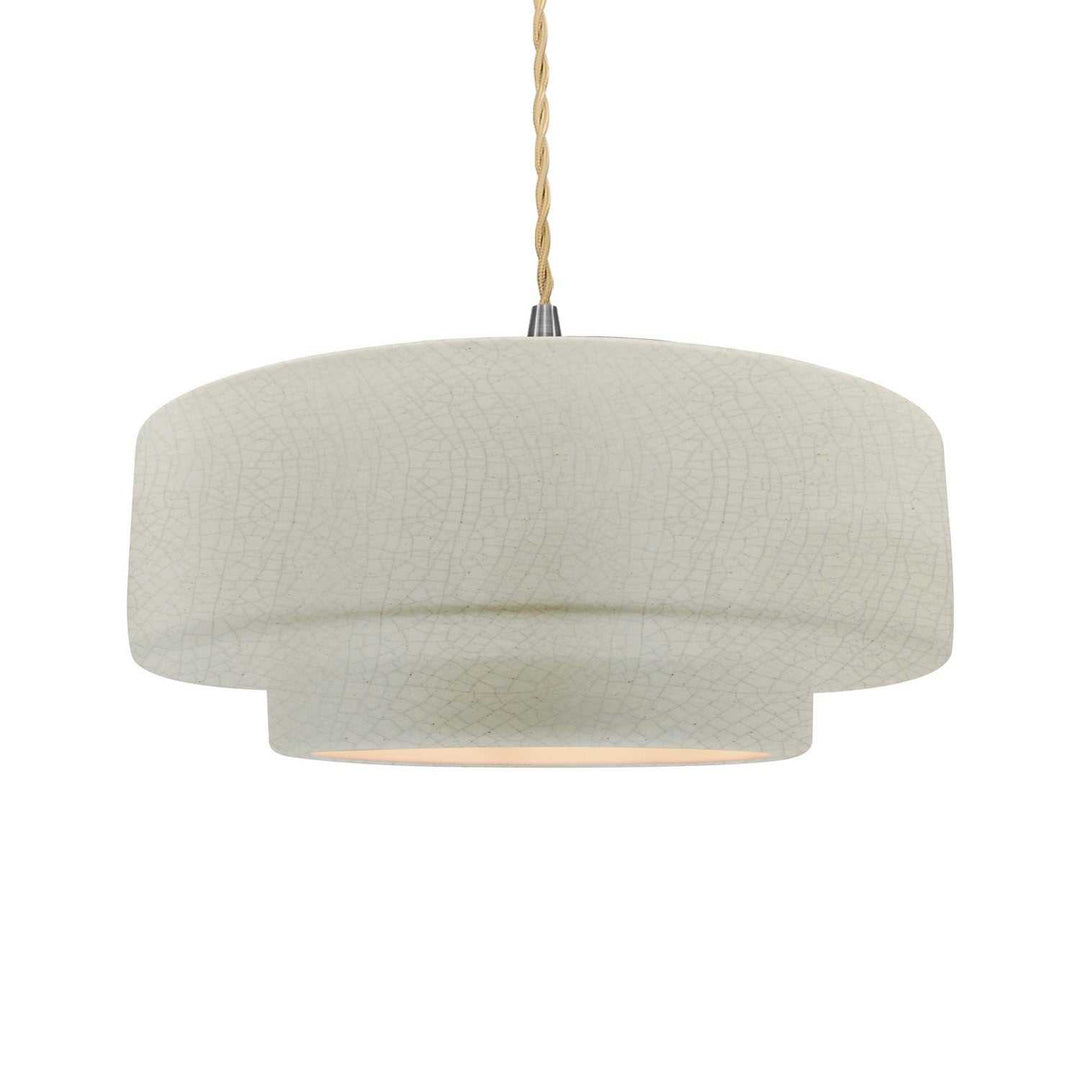 Radiance One Light Pendant in White Crackle Justice Designs