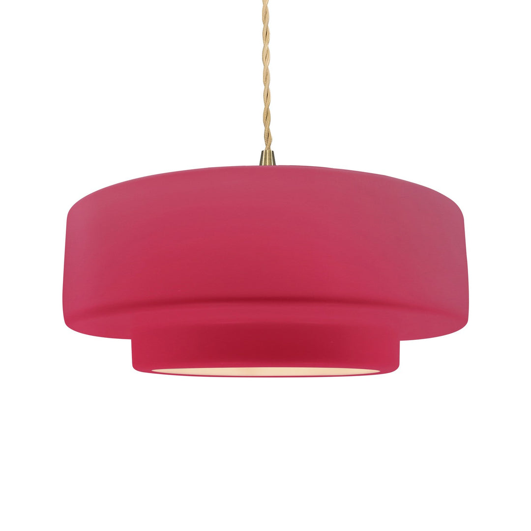 Justice Designs - CER-6545-CRSE-BRSS-BEIG-TWST - One Light Pendant - Radiance - Cerise