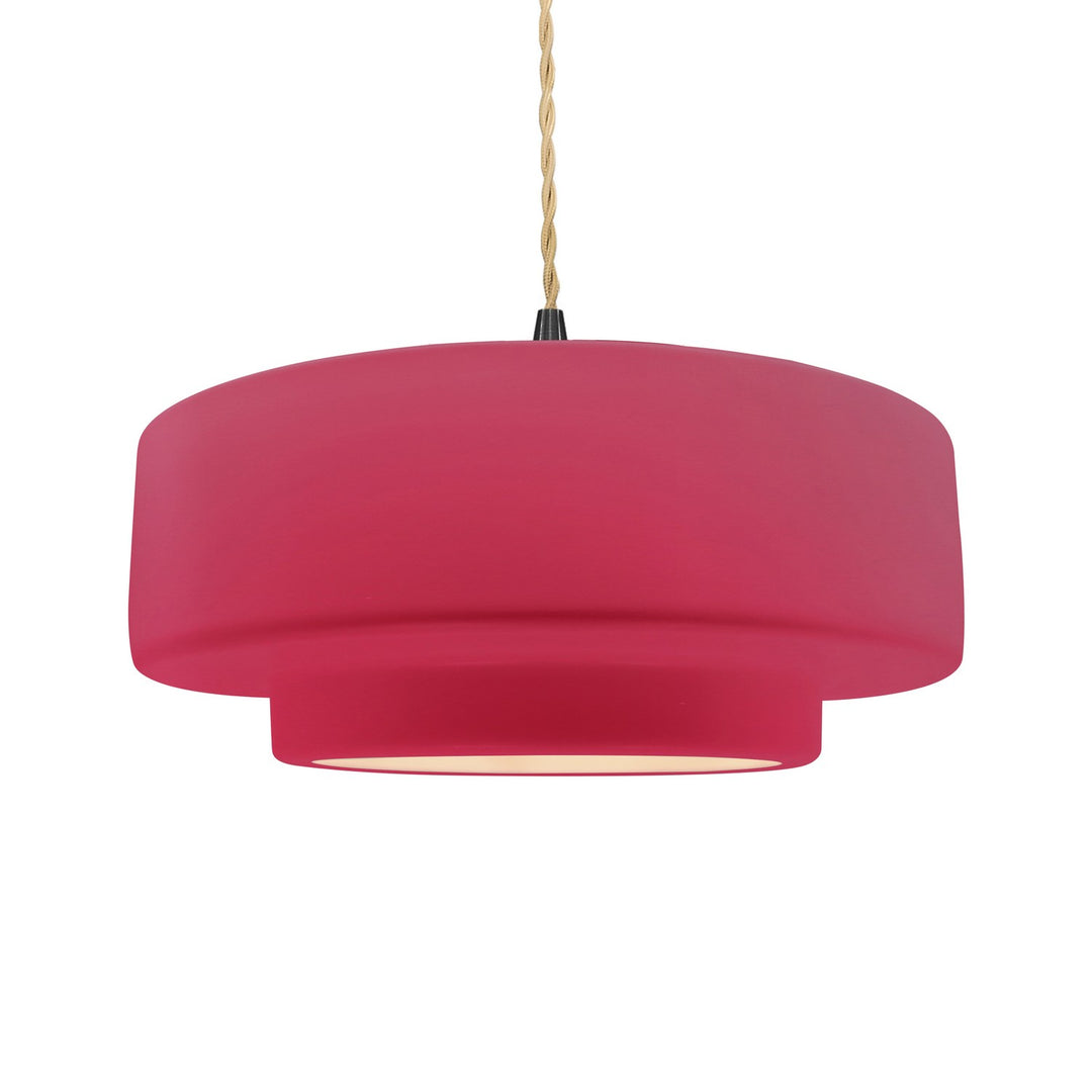 Justice Designs - CER-6545-CRSE-MBLK-BEIG-TWST - One Light Pendant - Radiance - Cerise