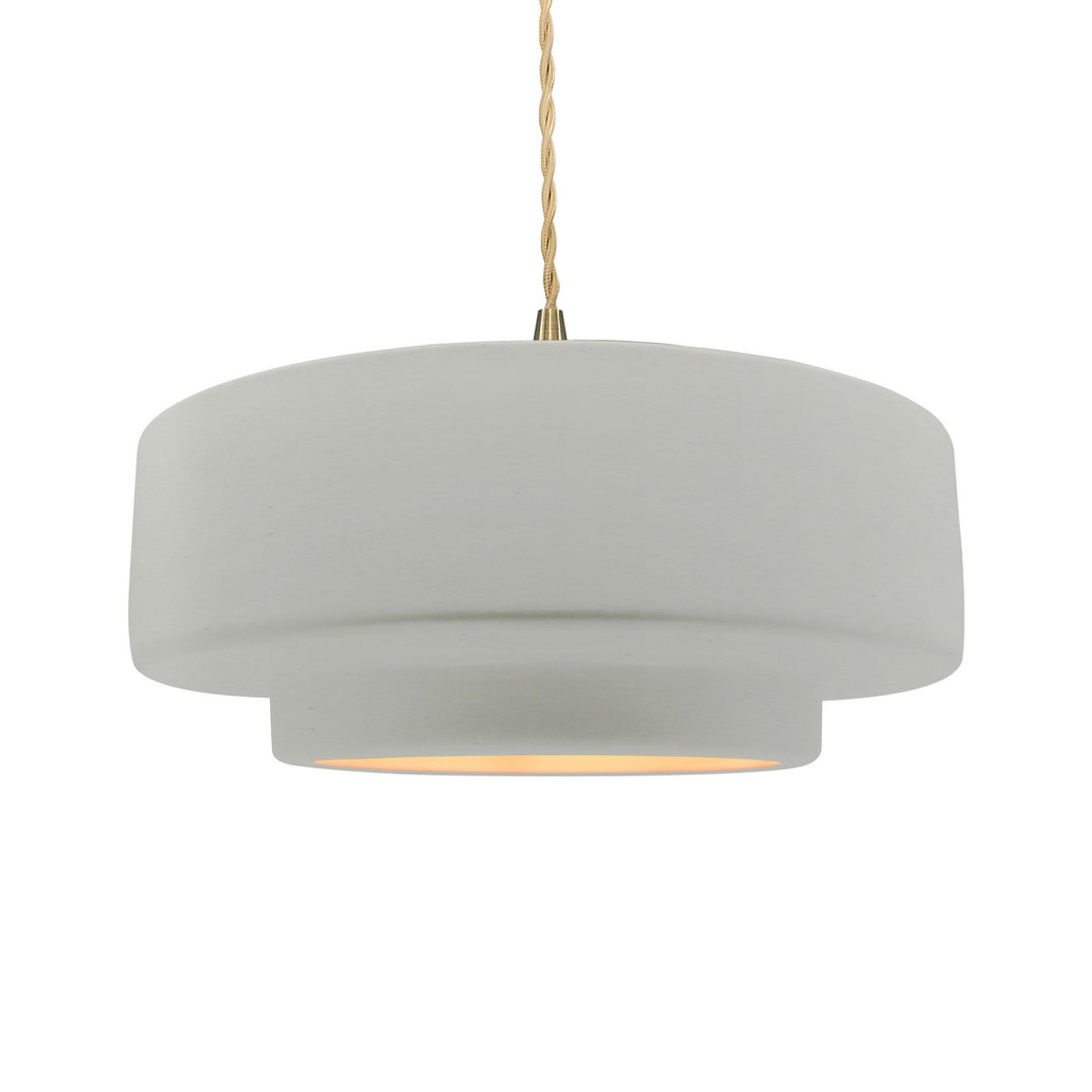 Justice Designs - CER-6545-MTGD-BRSS-BEIG-TWST - One Light Pendant - Radiance - Matte White w/ Champagne Gold