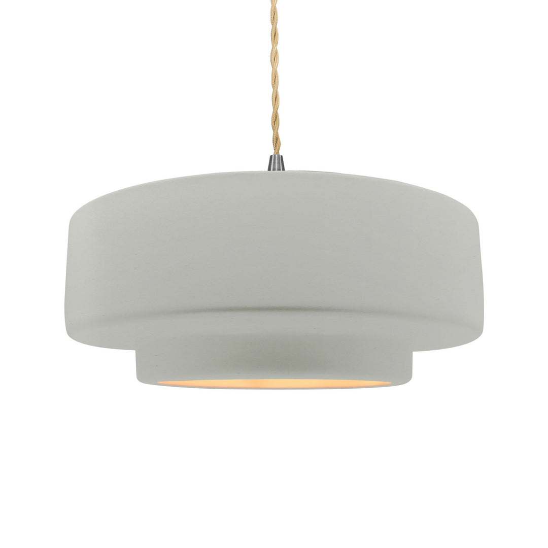 Justice Designs - CER-6545-MTGD-NCKL-BEIG-TWST - One Light Pendant - Radiance - Matte White w/ Champagne Gold
