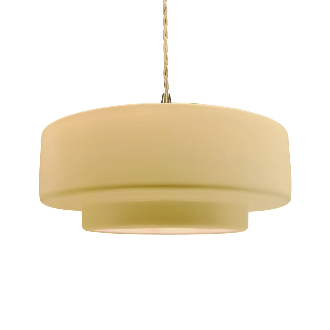 Justice Designs - CER-6545-MYLW-BRSS-BEIG-TWST - One Light Pendant - Radiance - Muted Yellow