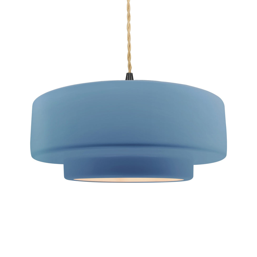 Justice Designs - CER-6545-SKBL-MBLK-BEIG-TWST - One Light Pendant - Radiance - Sky Blue