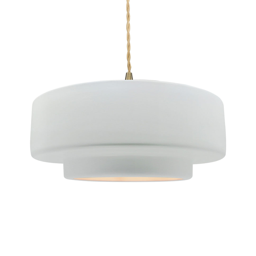 Justice Designs - CER-6545-WHT-BRSS-BEIG-TWST - One Light Pendant - Radiance - Gloss White