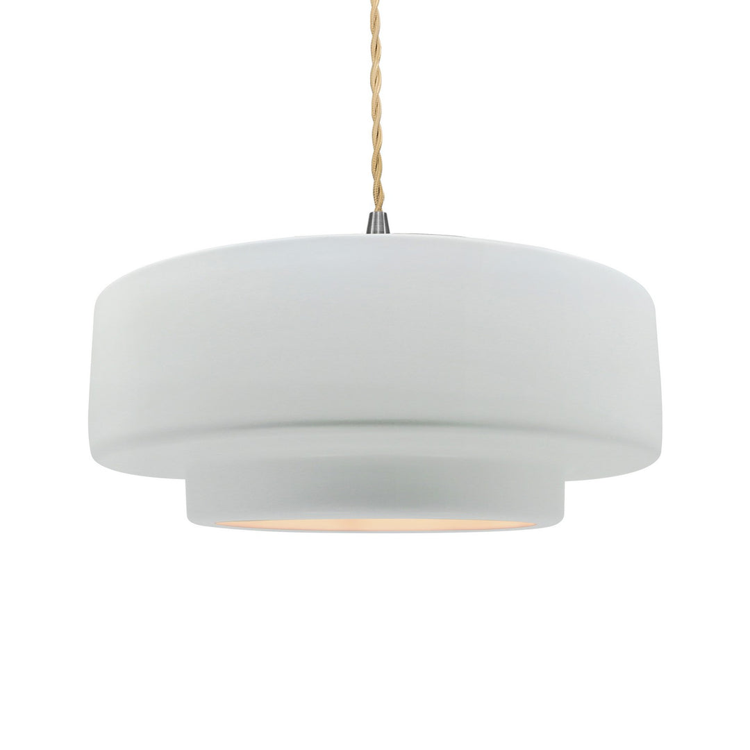 Justice Designs - CER-6545-WHT-NCKL-BEIG-TWST - One Light Pendant - Radiance - Gloss White
