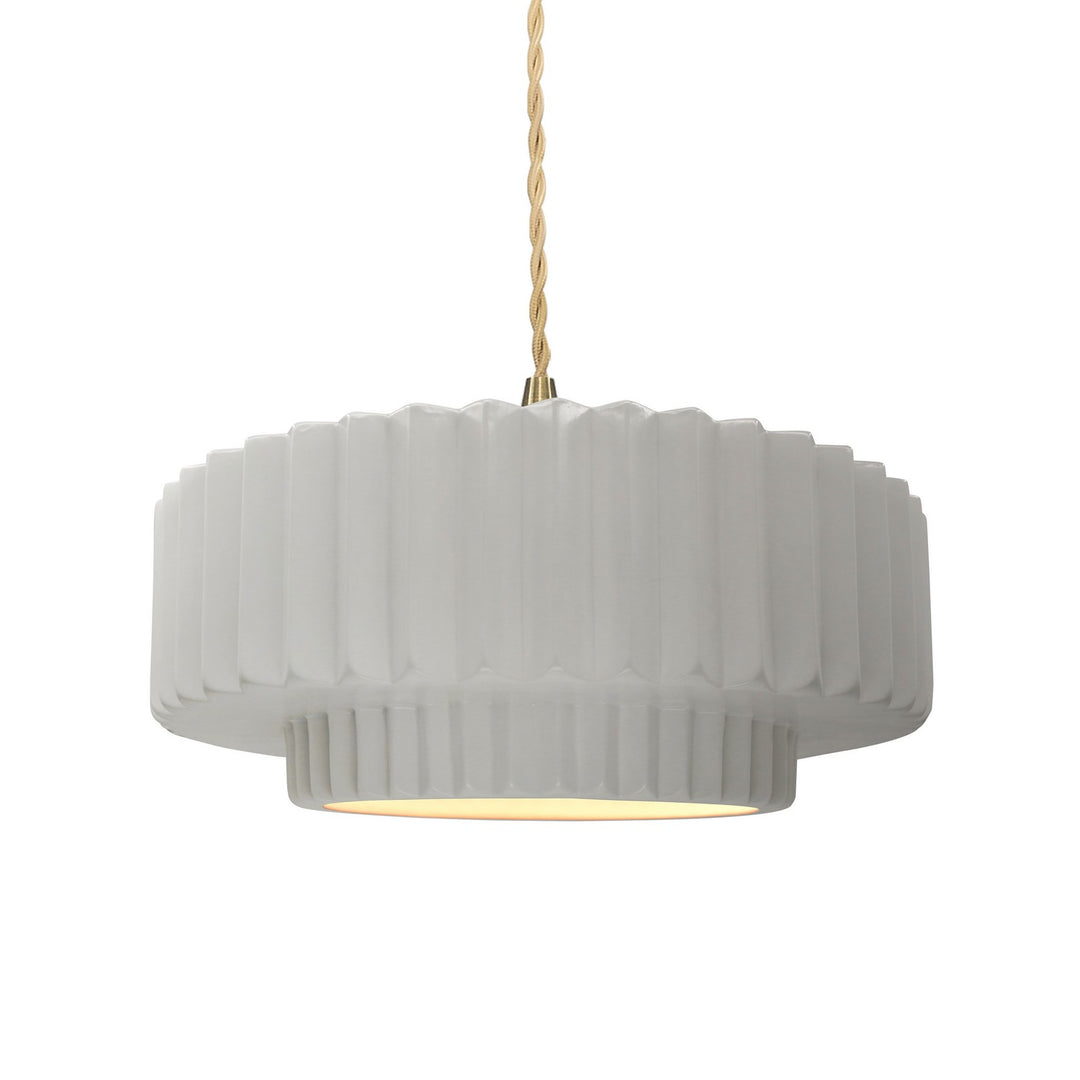 Justice Designs - CER-6553-BIS-BRSS-BEIG-TWST - One Light Pendant - Radiance - Bisque