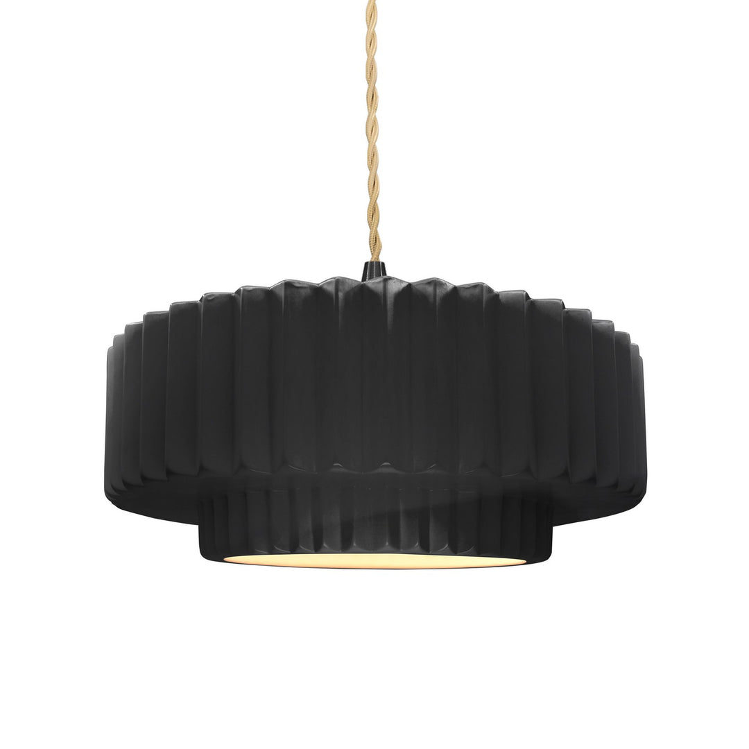 Justice Designs - CER-6553-BLK-MBLK-BEIG-TWST - One Light Pendant - Radiance - Gloss Black