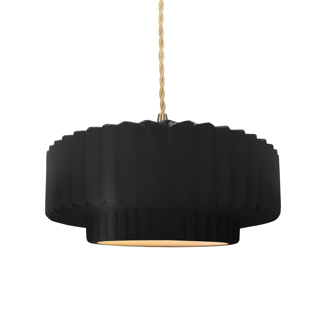 Justice Designs - CER-6553-CBGD-BRSS-BEIG-TWST - One Light Pendant - Radiance - Carbon Matte Black w/ Champagne Gold